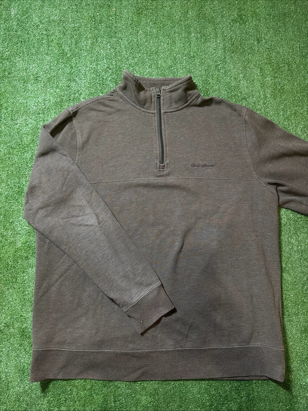 Field & Stream 1/4 Zip Sweater Pullover Jacket Brown Men's LARGE Hunting Camping